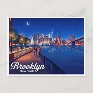 Postal Paseo marítimo de Brooklyn Heights por la noche Nu