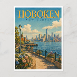 Postal Paseo marítimo de Hoboken Nueva Jersey GeoSaga