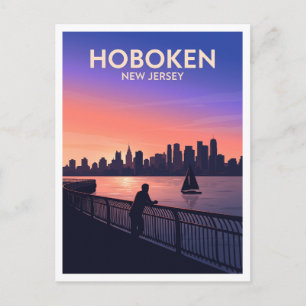 Postal Paseo marítimo de Hoboken Nueva Jersey Viajes
