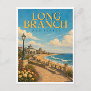 Postal Paseo marítimo de Long Branch Nueva Jersey GeoSaga