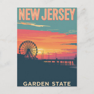 Postal Paseo marítimo de New Jersey al atardecer