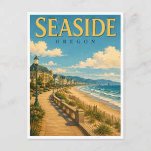 Postal Paseo marítimo de Seaside Oregon GeoSaga