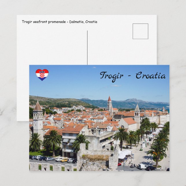 Postal Paseo marítimo de Trogir - Dalmacia, Croacia (Anverso / Reverso)