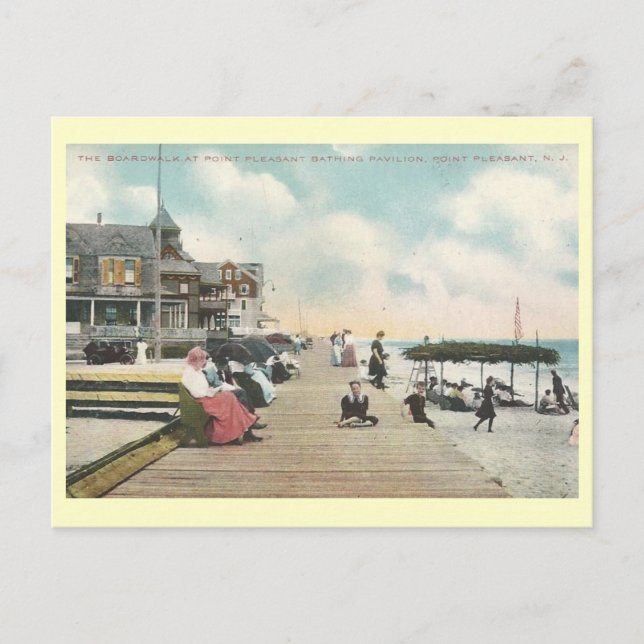 Postal Paseo marítimo, Point Pleasant, Nueva Jersey Vinta (Anverso)