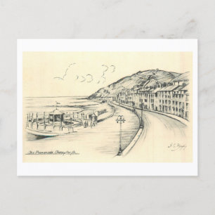 Postal Paseo marítimo vintage de Aberystwyth