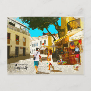 Postal Paseo nocturno en Cascais Portugal