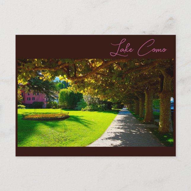 Postal Paseo por el Lago Como Italia Bellagio (Anverso)