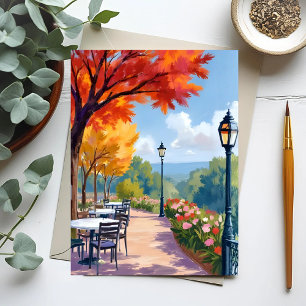 Postal Paseo por el parque de otoño Aquarela Follaje de o