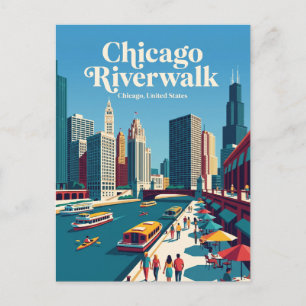 Postal Paseo por el río Chicago Illinois