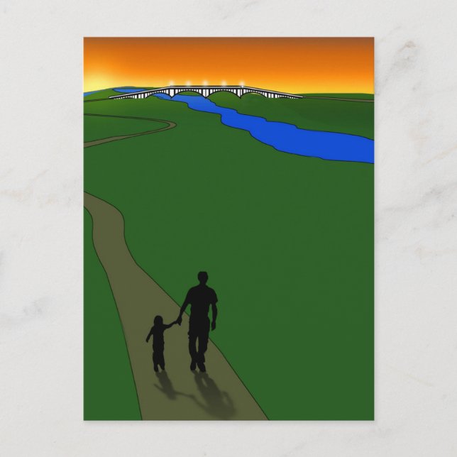 Postal Paseo Por La Noche De Padre Y Niño (Anverso)