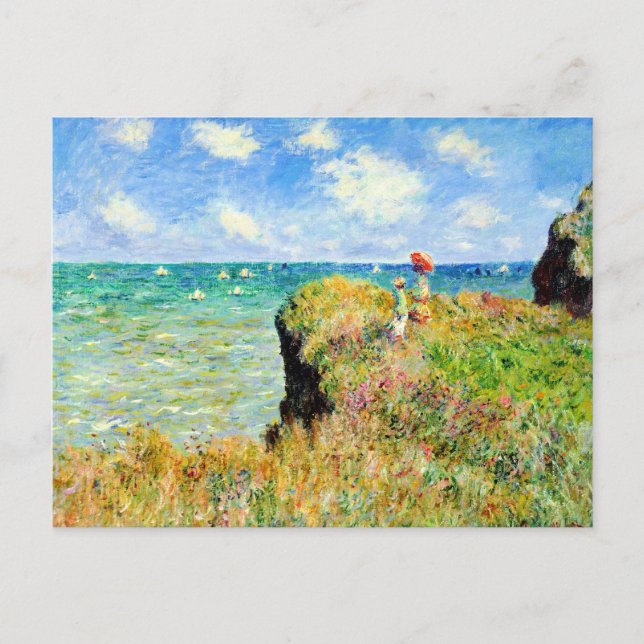 Postal Paseo por Pourville por Claude Monet (Anverso)