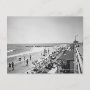 Postal Paseo y playa B&W vista elevada