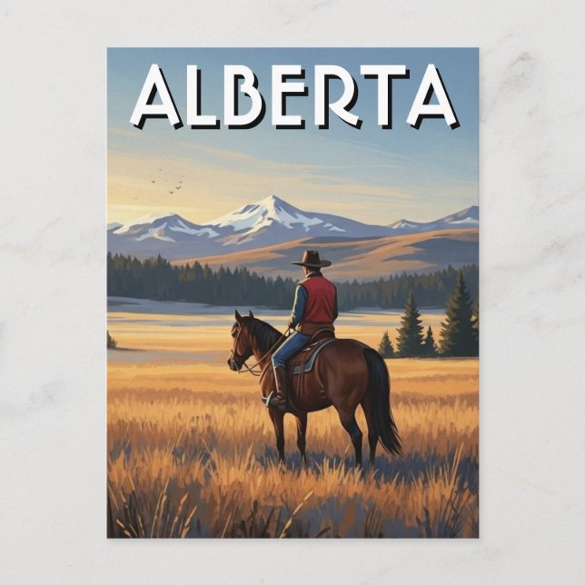 Postal Paseos a Caballo en Alberta, Canadá (Anverso)