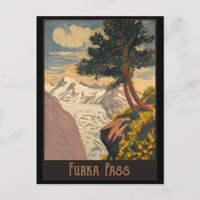 Postal Paso de Furka, Alpes suizos (Anverso)