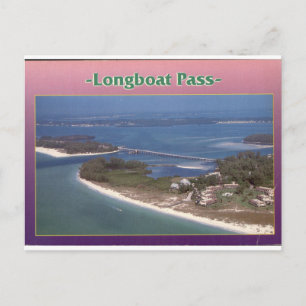 Postal Paso de Longboat Florida Vista Aérea Vintage