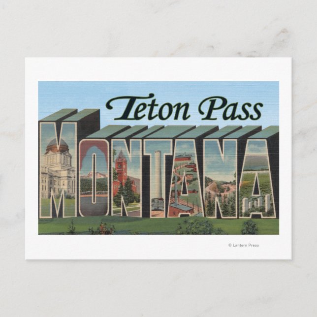 Postal Paso de tetón, Montana (Anverso)