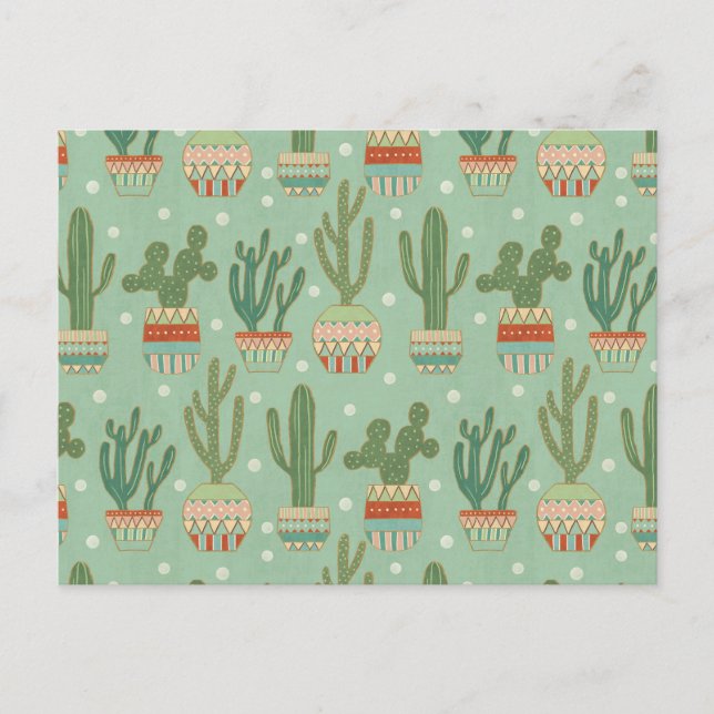 Postal Paso del suroeste de Geo | Patrón de cactus pulido (Anverso)
