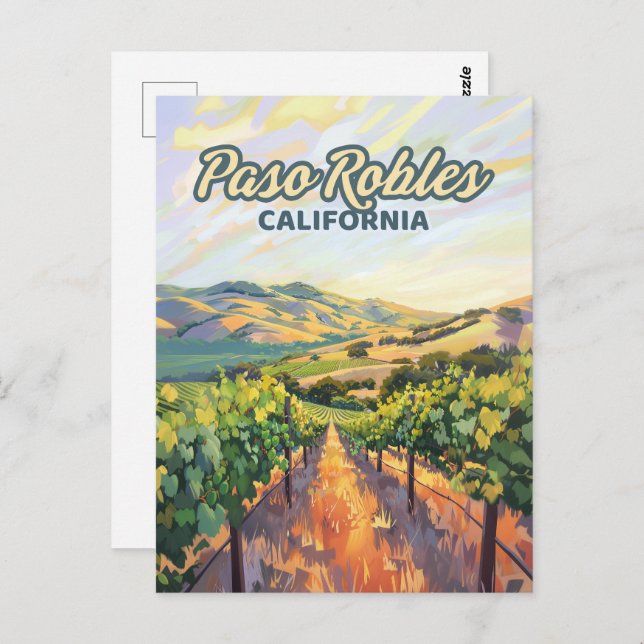 Postal Paso Robles California Vineyard Costa Central (Anverso / Reverso)