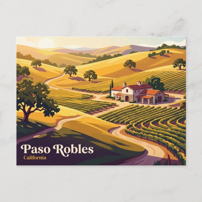 Postal Paso Robles Costa Central de California (Anverso)