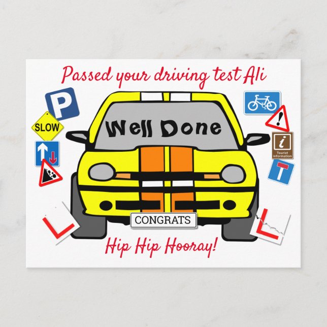 Postal Pasó tu prueba de conducción, ¡felicitaciones! (Anverso)