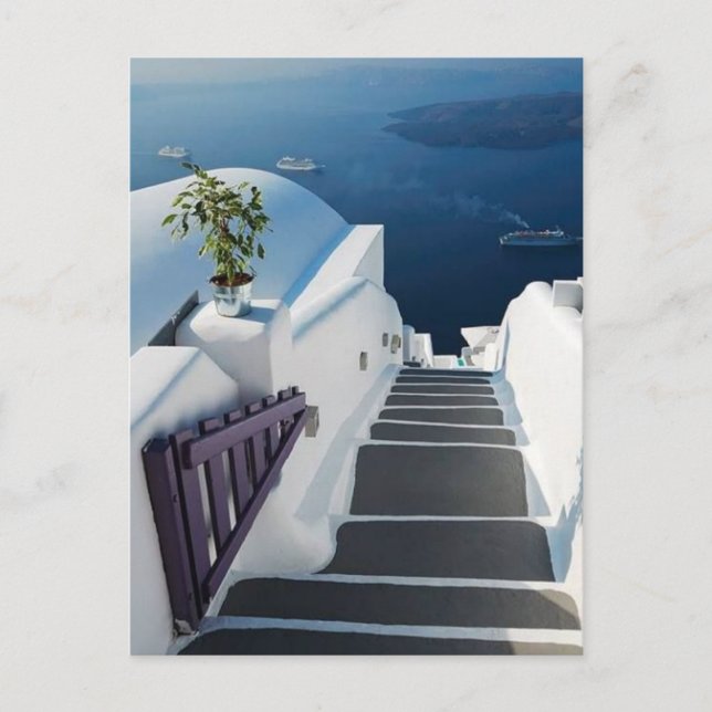 Postal Pasos de Santorini Oia, Grecia (Anverso)