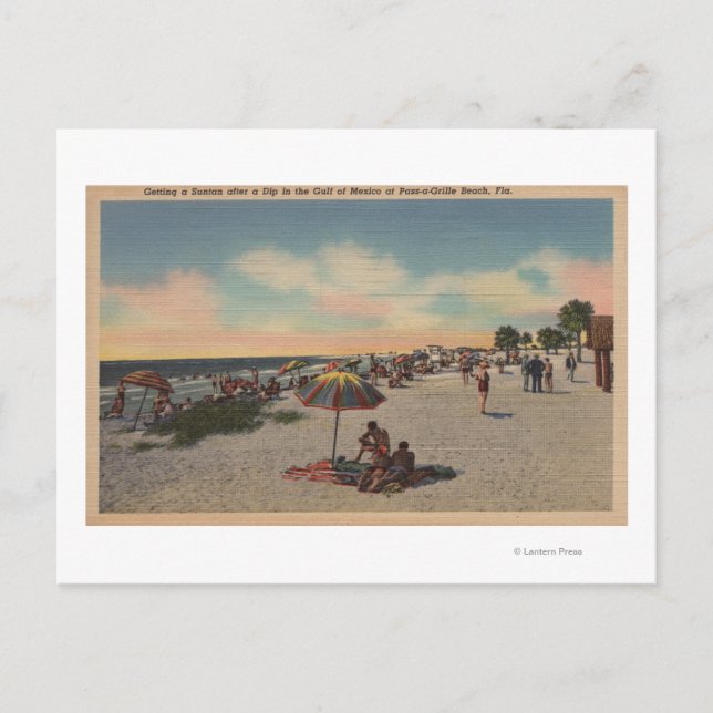 Postal Pass-a-Grille Beach, Florida - Sunbathers on (Anverso)