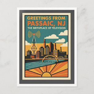 Postal Passaic NJ Viajes Retro – Colorido años 30
