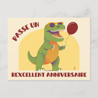 Postal Passe un rexcellent anniversaire - dinosaure drôle