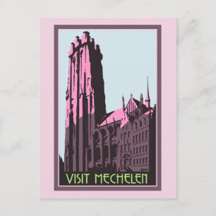 Postal Pastel art deco visita Mechelen Bélgica viajes y v