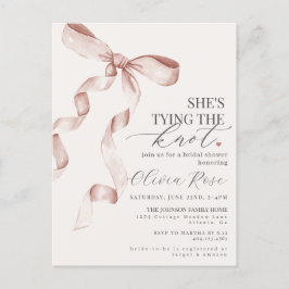Postal Pastel Beige Coquette Bow Bridal Shower Invite