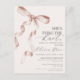 Postal Pastel Beige Coquette Bow Bridal Shower Invite