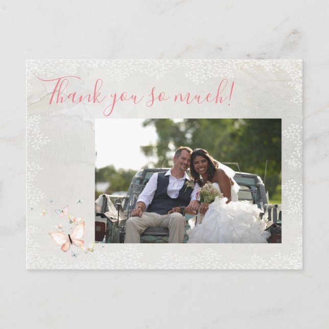 Postal Pastel Butterflies Gracias Postcard (Anverso)