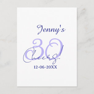 Postal Pastel celebra 30 cumpleaños púrpura elegante nomb