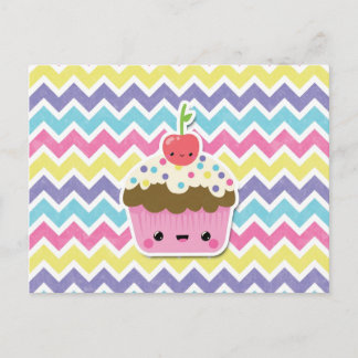 Postal Pastel colorido Kawaii en Chevrons