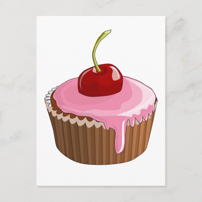 Postal Pastel con helado rosado y cereza encima (Anverso)