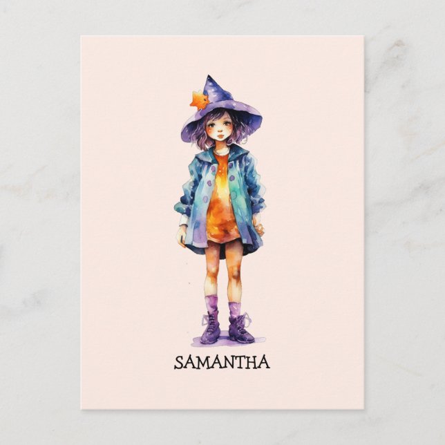 Postal Pastel Cute Witch Chica Halloween Estética (Anverso)