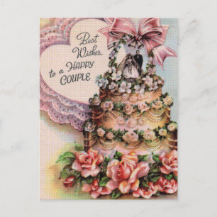Postal Pastel de Boda de pareja feliz