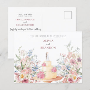 Postal Pastel de boda floral