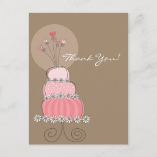Postal Pastel de Boda rosa dulce Gracias Postcard