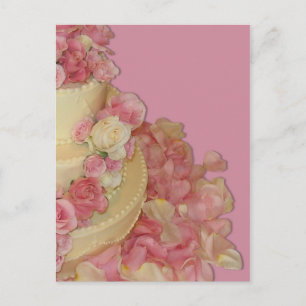 Postal Pastel de boda y Rosas