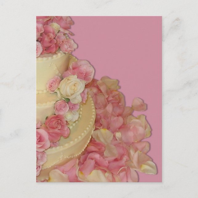 Postal Pastel de boda y Rosas (Anverso)