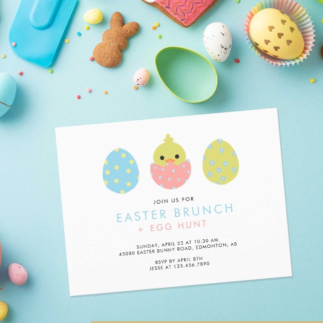 Postal Pastel de Brunch de Pascua Huevos Caza Curada Invi (Subido por el creador)