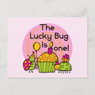 Postal Pastel de bug de suerte camisetas de cumpleaños y 