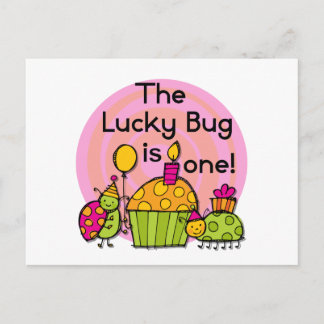 Postal Pastel de bug de suerte camisetas de cumpleaños y 