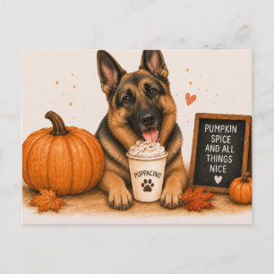 Postal Pastel de Calabaza Caliente para Perrito Pastor Al