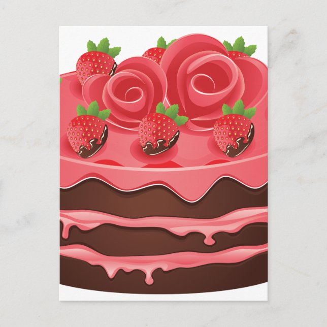 Postal Pastel de chocolate decorado (Anverso)