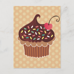 Postal Pastel de chocolate y cerezo