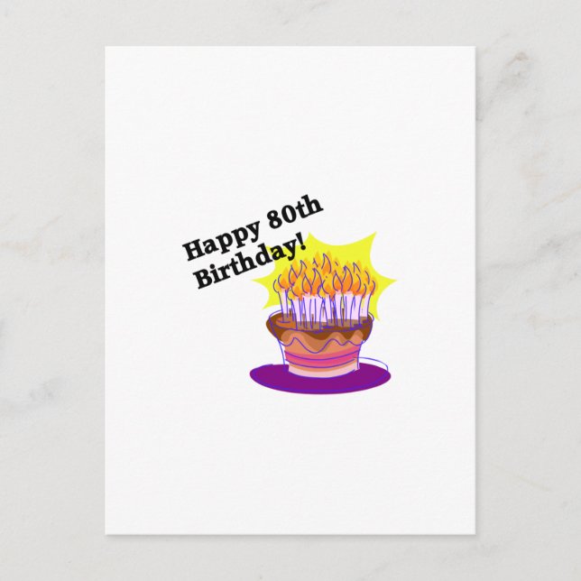 Postal Pastel de cumpleaños 80 (Anverso)