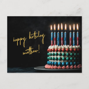 Postal Pastel de cumpleaños Abacus con velas