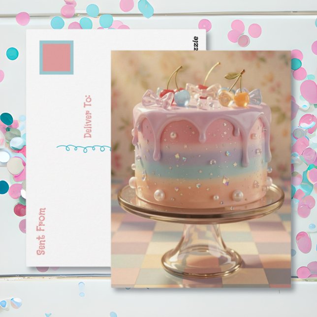 Postal Pastel de Cumpleaños con Estética de Comida de Vid (Subido por el creador)